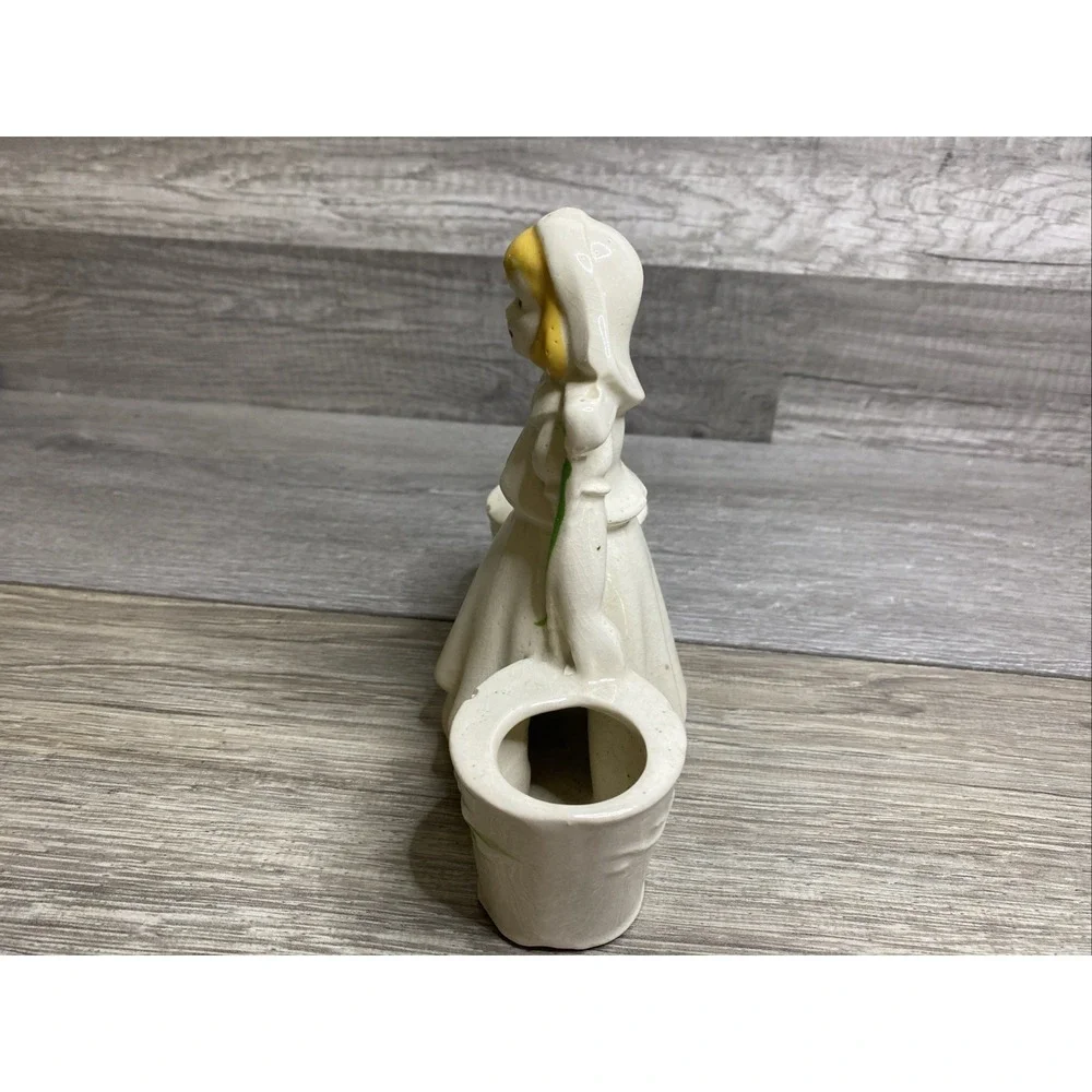VTG Dutch Girl With Water Buckets 1950's Ceramic Planter Figurine 6.5